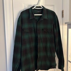 Lucky Brand Green and Black Plaid Casual Button Down Shirt